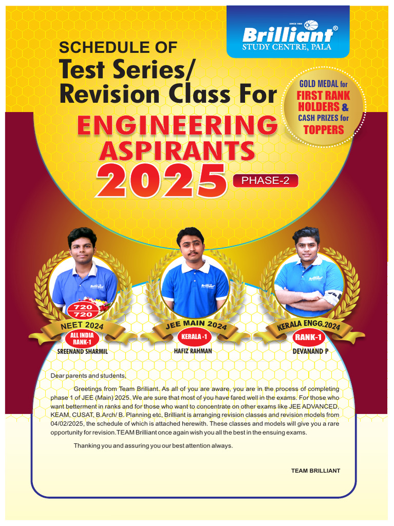 JEE 2025 Test Series & Revision Classes | PDF | Chemistry | Chemical ...