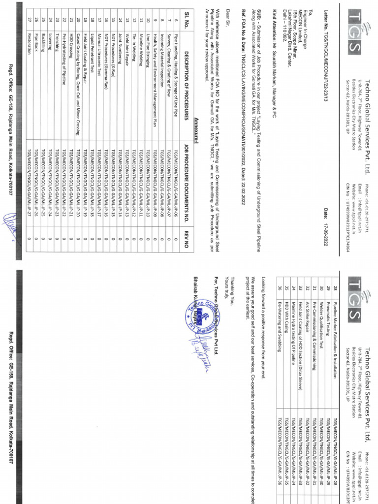Letter For Job Procedure Submission | PDF