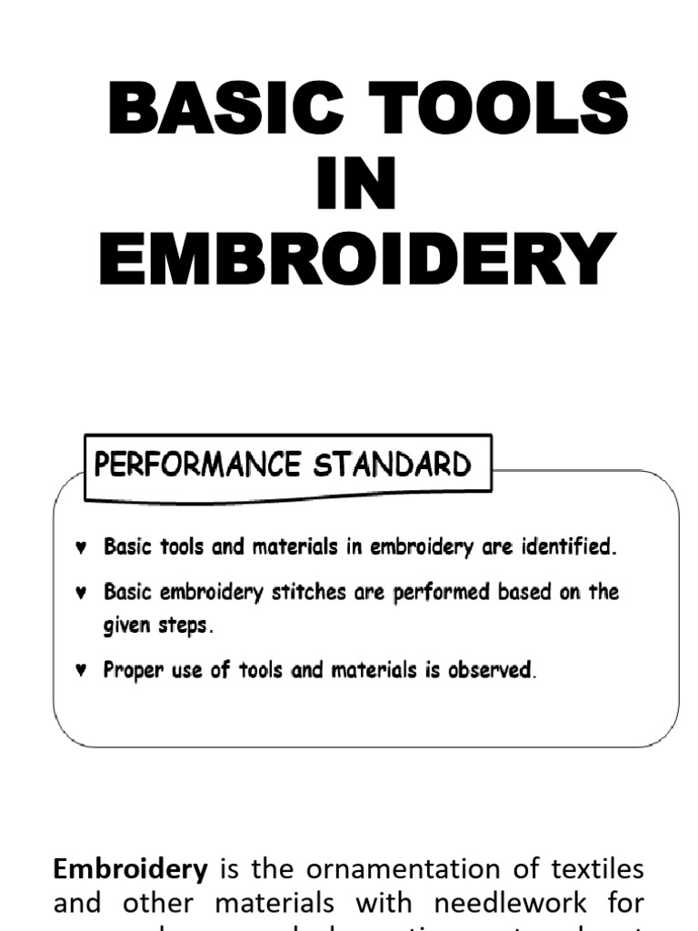 Essential Tools for Embroidery | PDF | Yarn | Embroidery