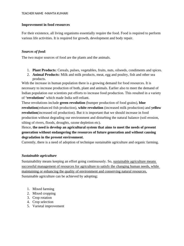 Improvement in food resources class 9th chapter 3 1 pdf nutrients