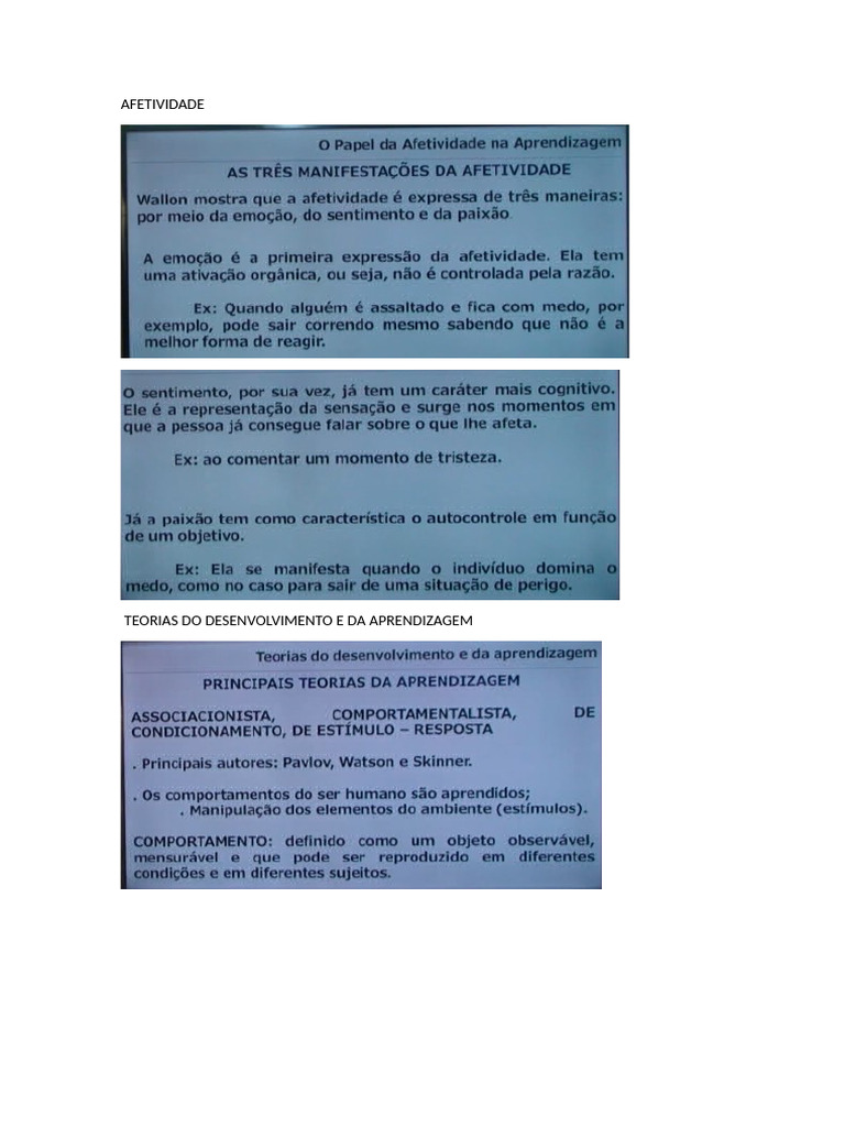 Teorias de Desenvolvimento e Aprendizagem | PDF | Pensamento | Aprendizado