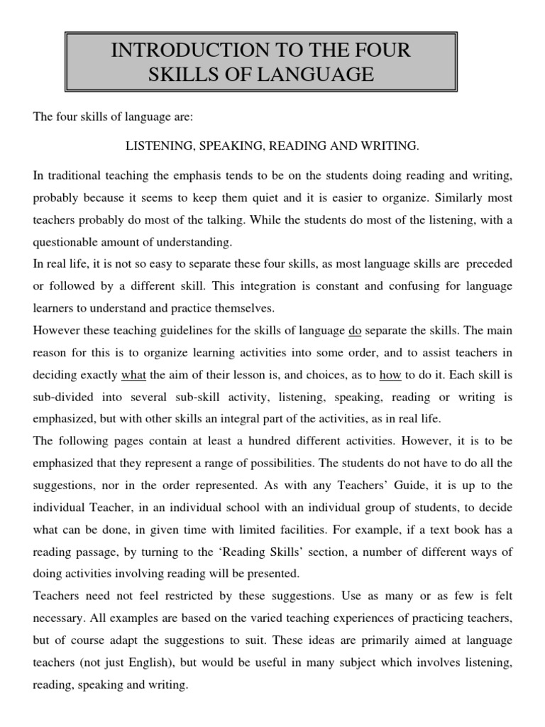 Four Skills of Language | PDF