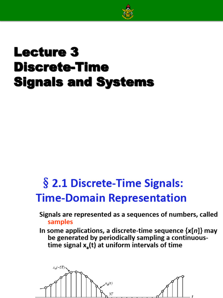 TE 561 Lecture 3- Discrete Time Signals | PDF | Sampling (Signal ...