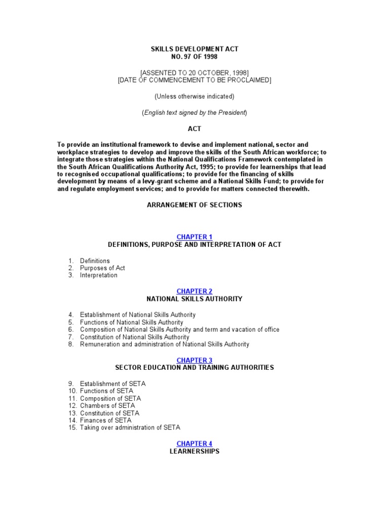 Act Skills Development Act South Africa PDF