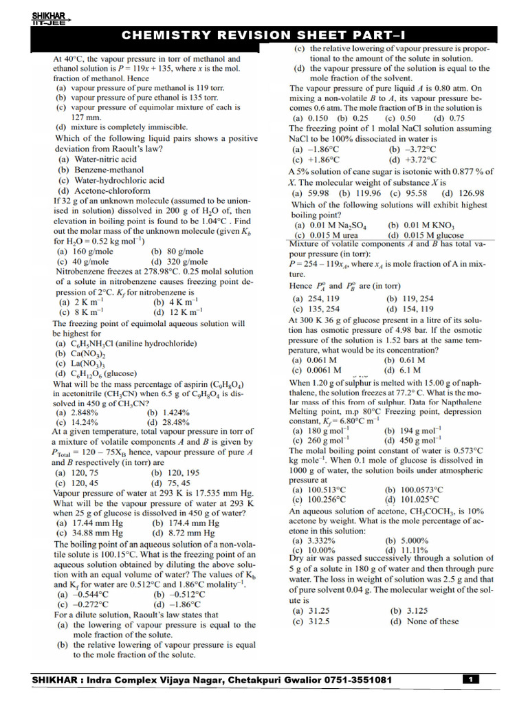 Chemistry Revision Sheet and Answers | PDF | Chemical Compounds | Chemistry
