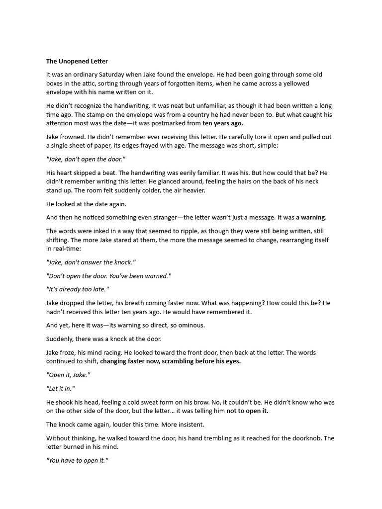 The Unopened Letter | PDF