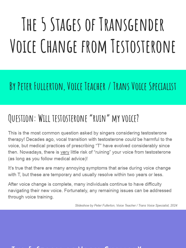 Transgender Voice Change: 5 Stages Explained | PDF | Human Voice | Singing