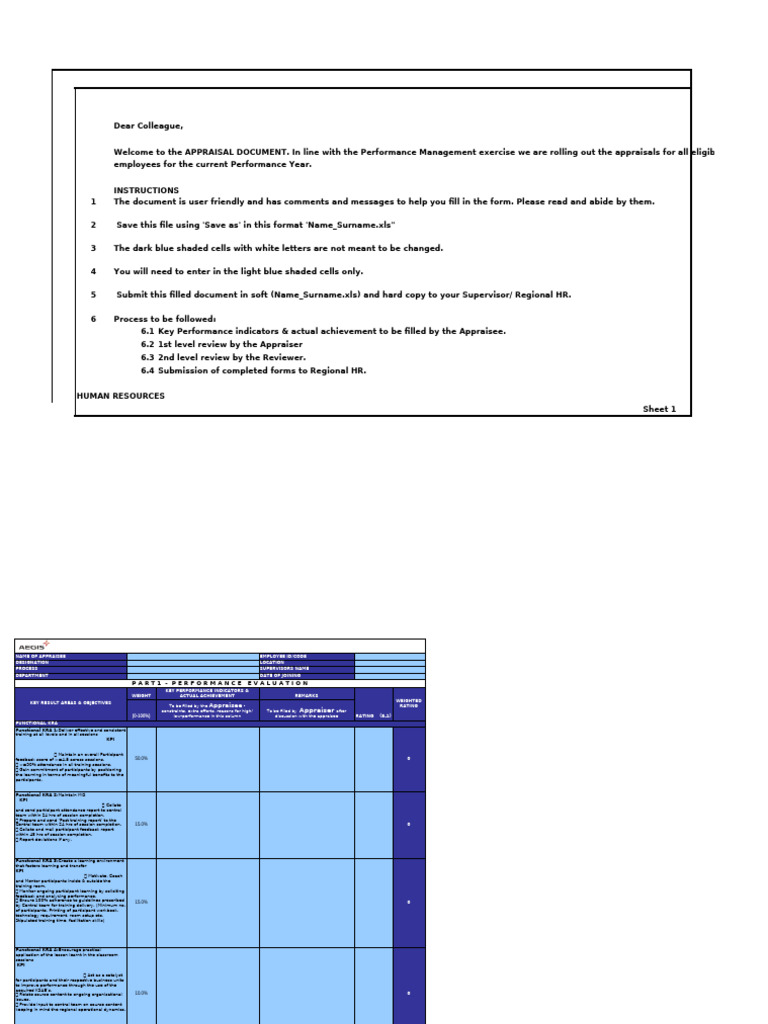 Performance Management Appraisal Guide | PDF | Learning | Microsoft Excel