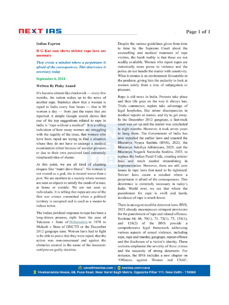 Stricter Rape Laws Needed in India | PDF | Rape | Crimes