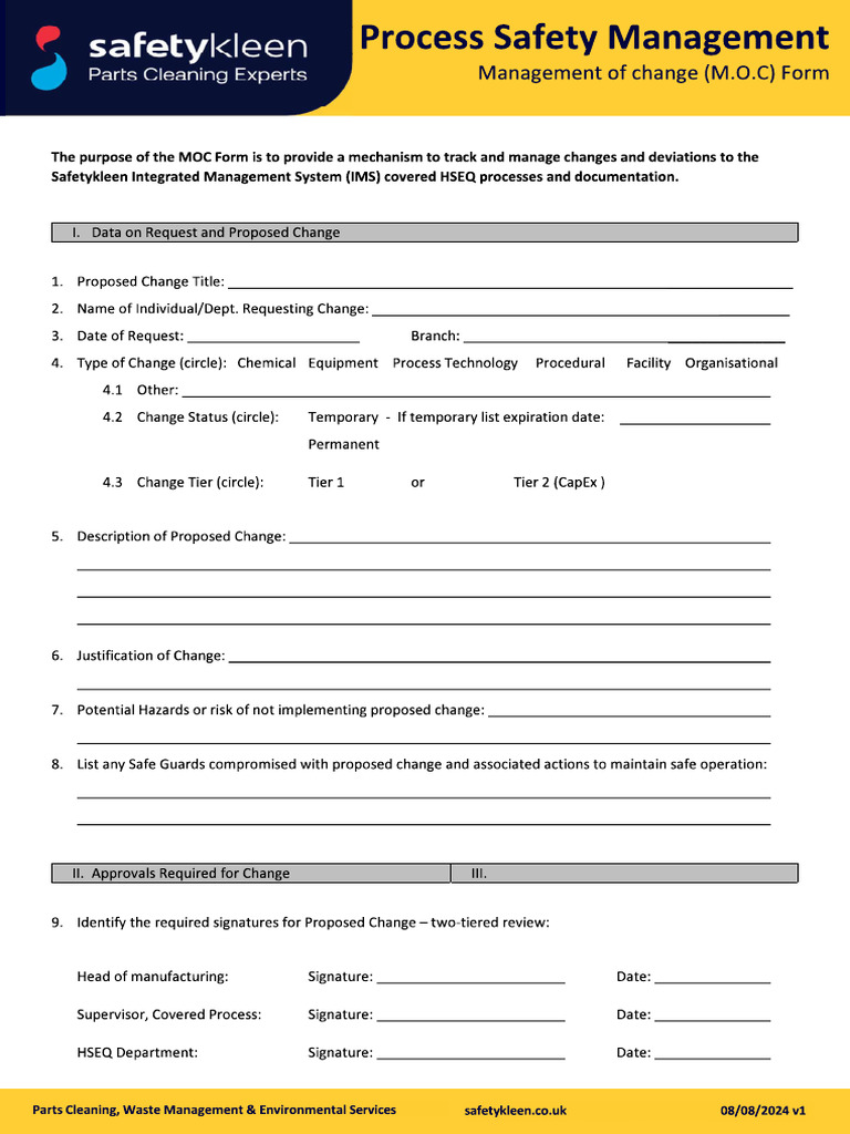 MOC Form | PDF