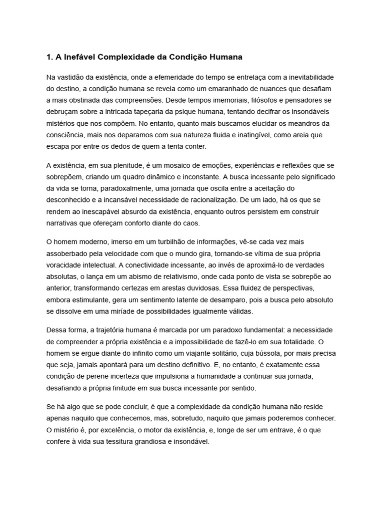 Complexidade da Condição Humana | PDF