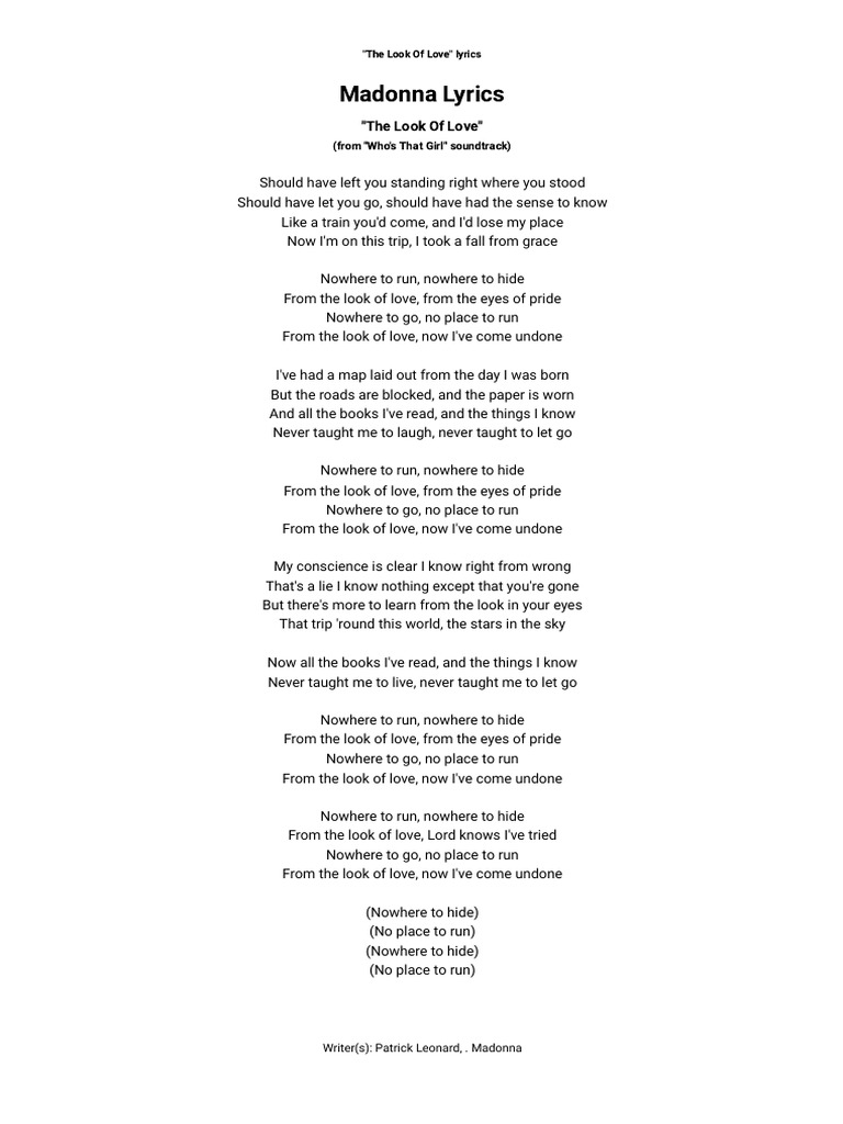 Madonna - The Look of Love Lyrics _ AZLyrics.com | PDF