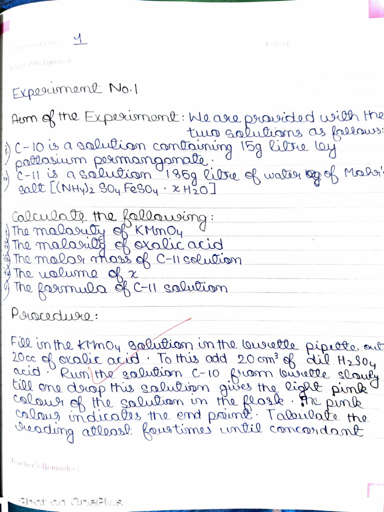 Experiment Documentation and Remarks | PDF