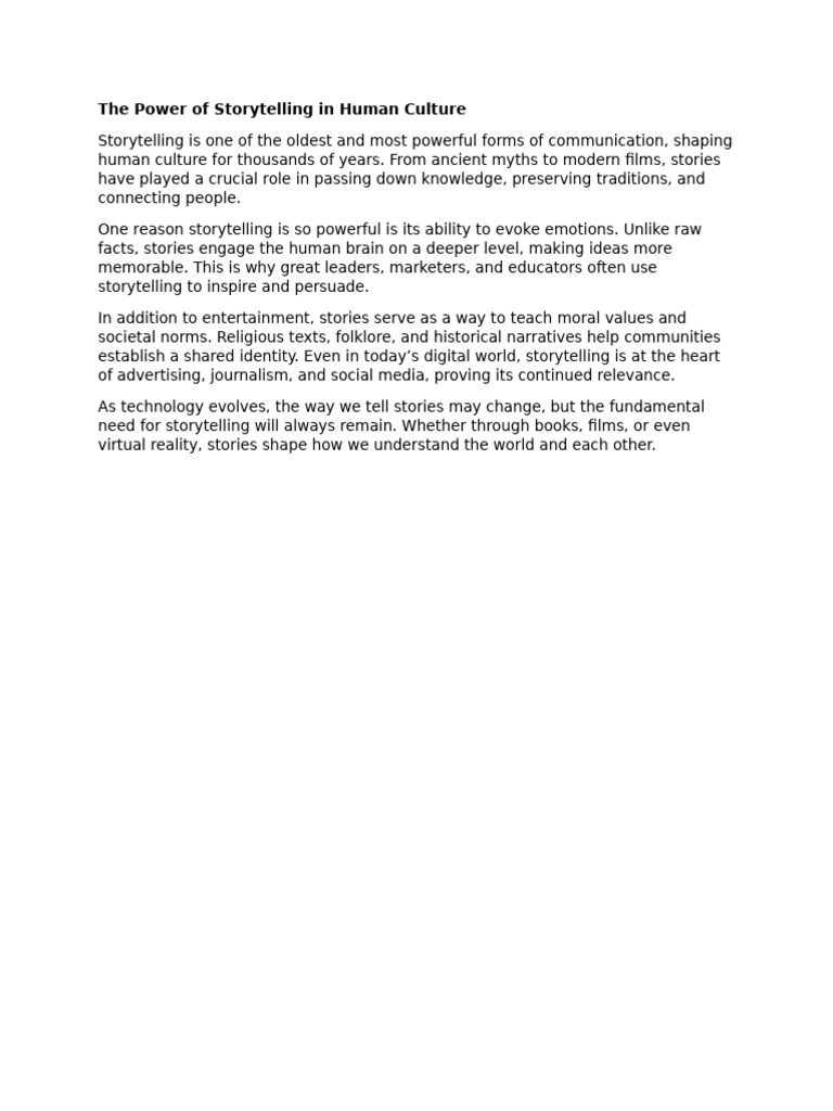 The Impact of Storytelling on Culture | PDF