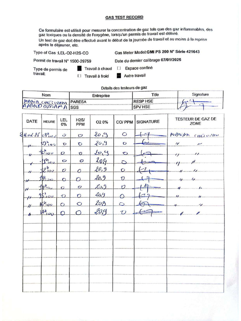 Gaz Test Record Du 24.02.2025 | PDF
