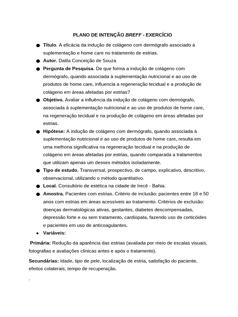 Plano de Intenção Breff - Exercício | PDF