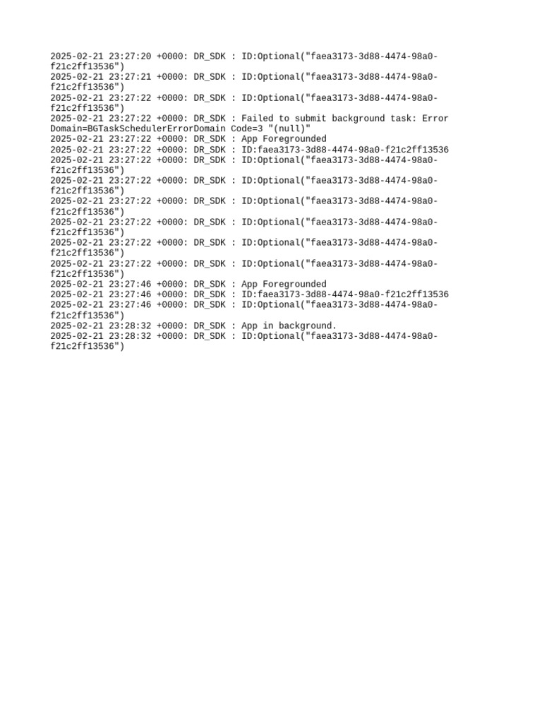 DR_SDK Background Task Errors Log | PDF