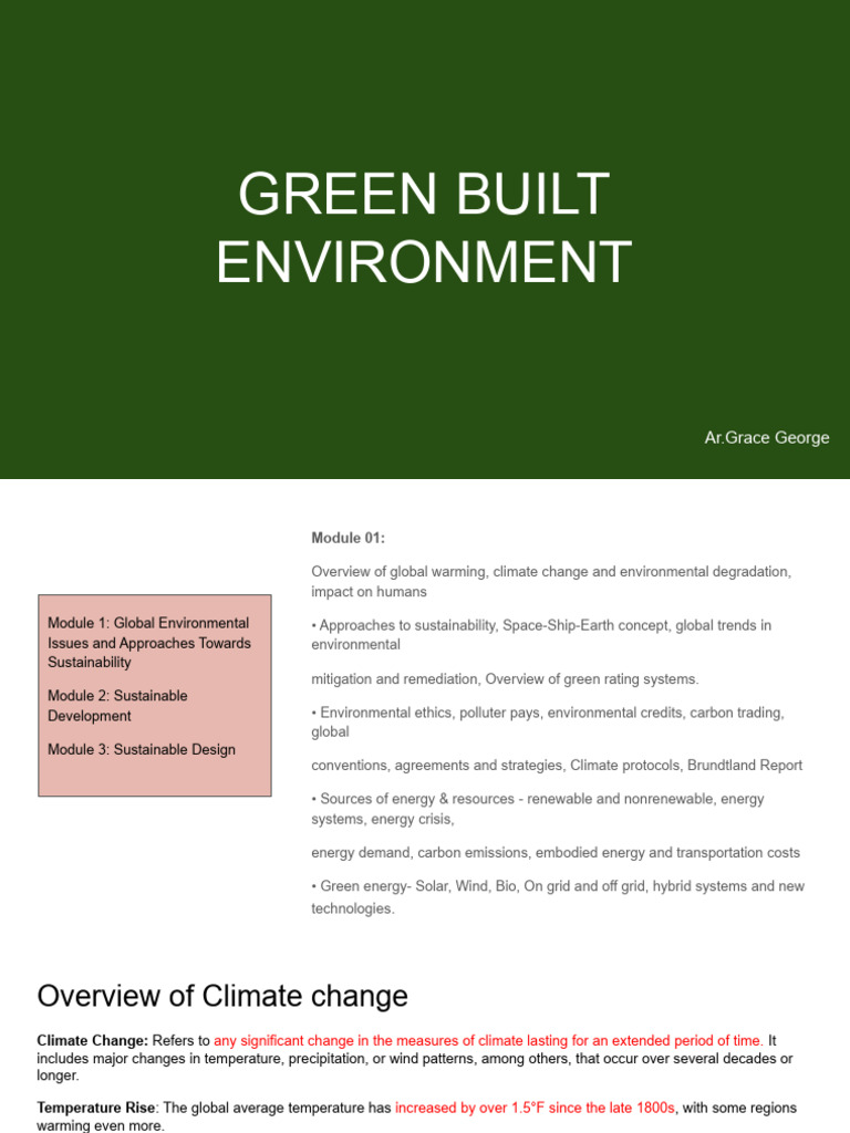 Green Built Environment and Sustainability | PDF | Energy Development ...