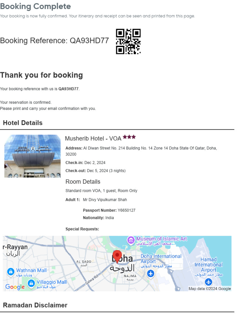 Musherib Hotel Booking Confirmation | PDF | Credit Card