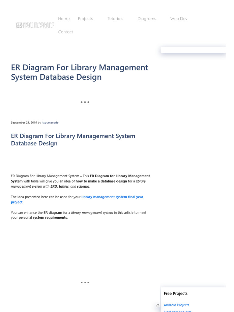 ER Diagram For Library Management System Database Design | PDF | Books ...