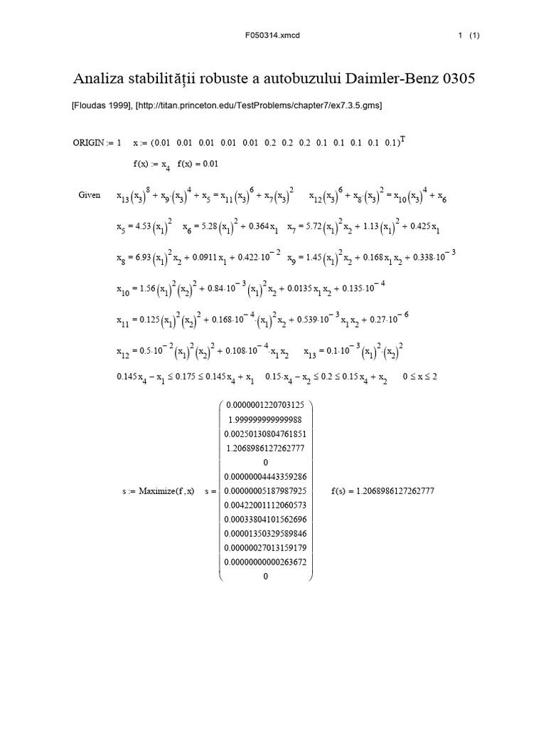 Robust Stability Analysis of Daimler-Benz 0305 | PDF