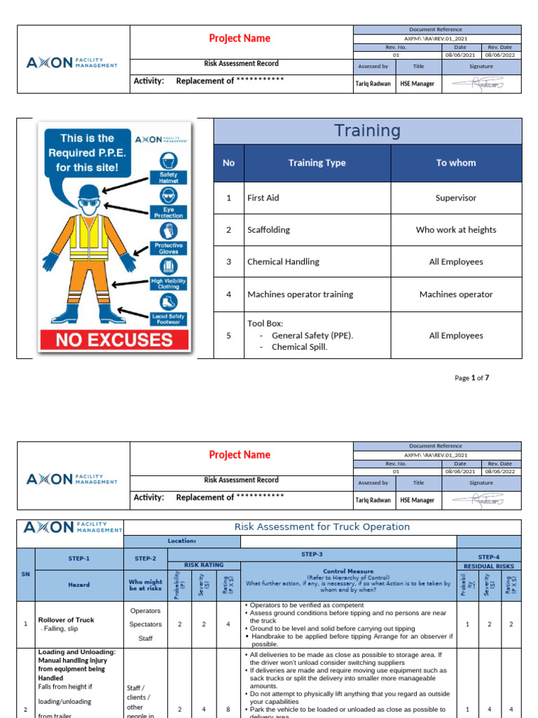 Risk Assessment for Truck & Crane | PDF | Van | Personal Protective ...