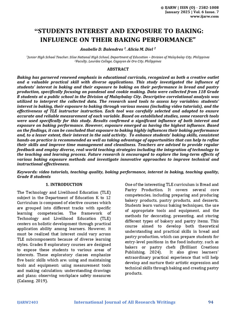 Influence of Interest on Baking Skills | PDF | Statistics | Learning