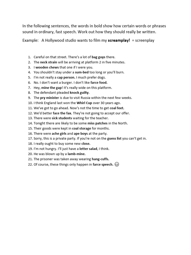 Common Misheard Phrases Explained | PDF