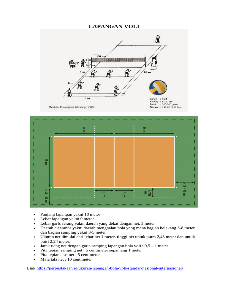 Ukuran Standar Lapangan Olahraga | PDF