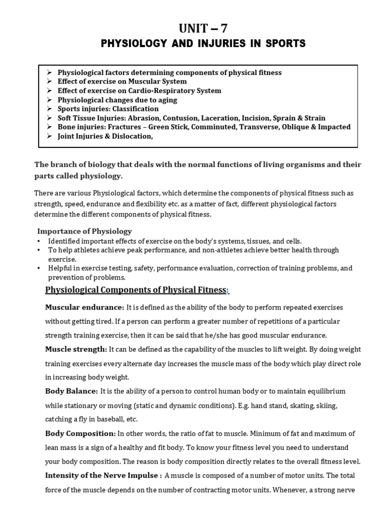 Sports Physiology and Injury Insights | PDF | Skeletal Muscle | Lung