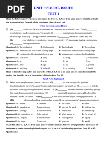UNIT 9 GRADE 11 TEST 1