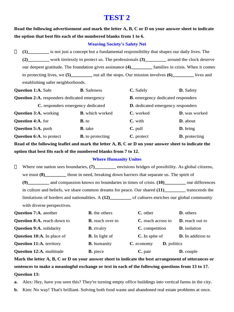 unit 9 grade 11 test 2 key