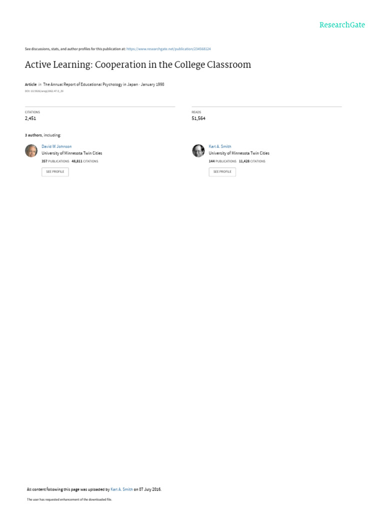 Active Learning in College Classrooms | PDF | Learning | Behavior ...