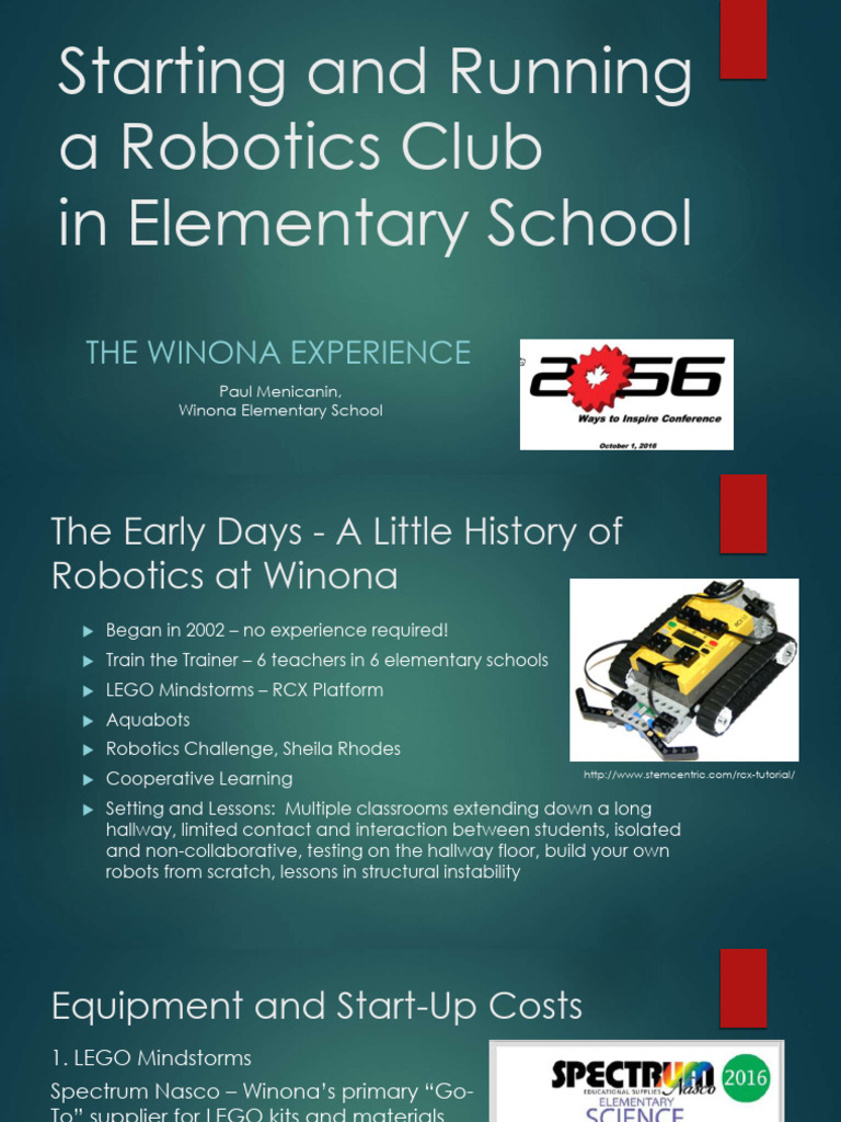 Running A Robotics Club in Your Elementary School | PDF | Computing