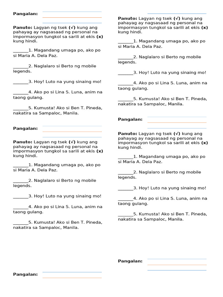 Activity Sheets | PDF