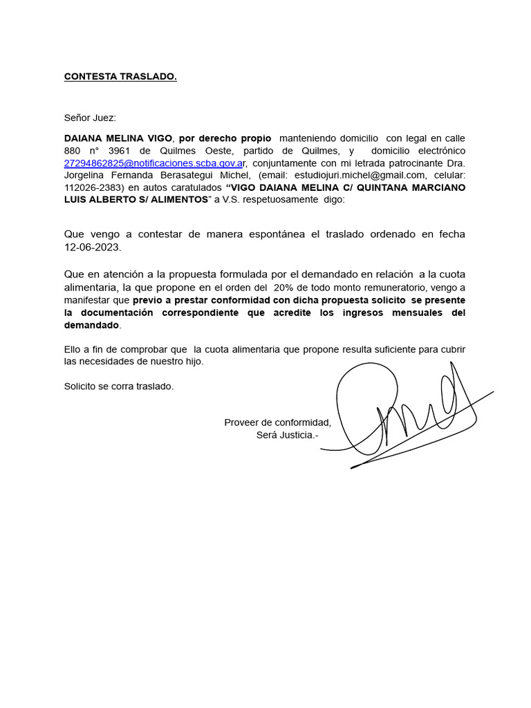 Contesta Traslado | PDF