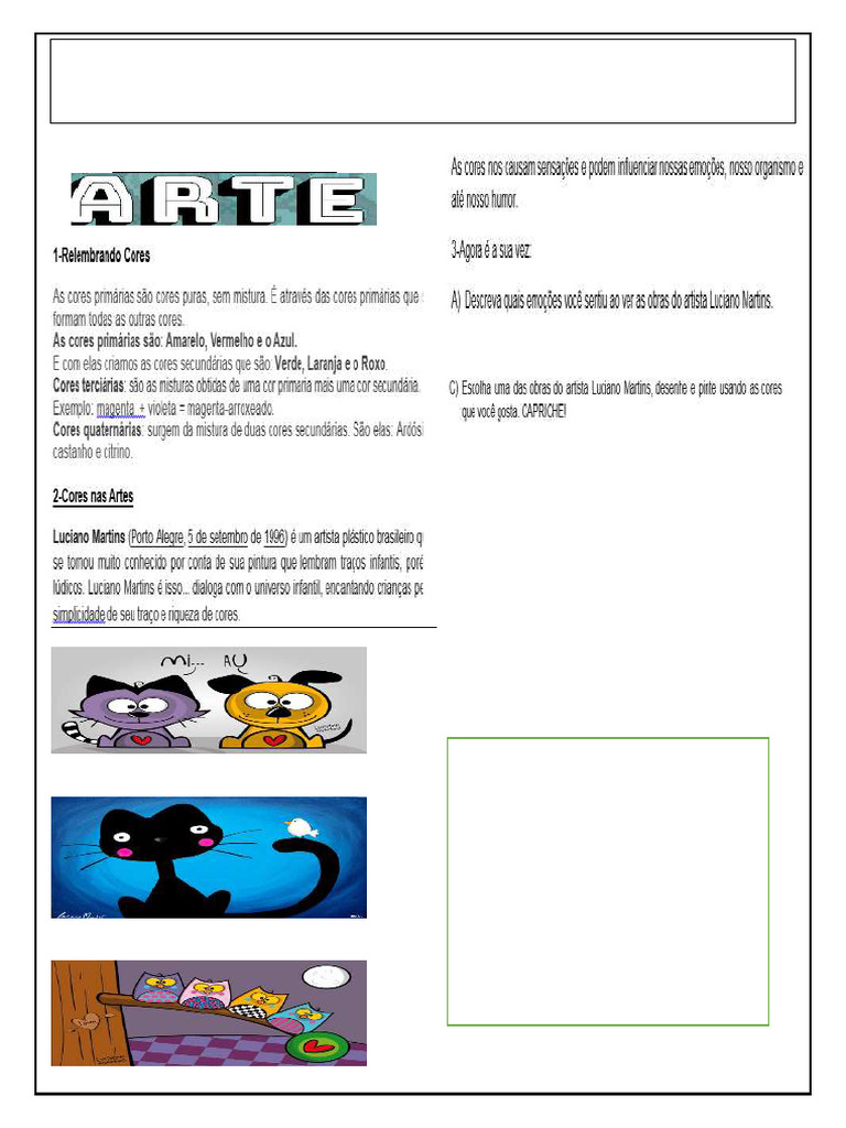 Atividade Diagnóstica sobre Arte e Emoções | PDF | As artes | Educação ...