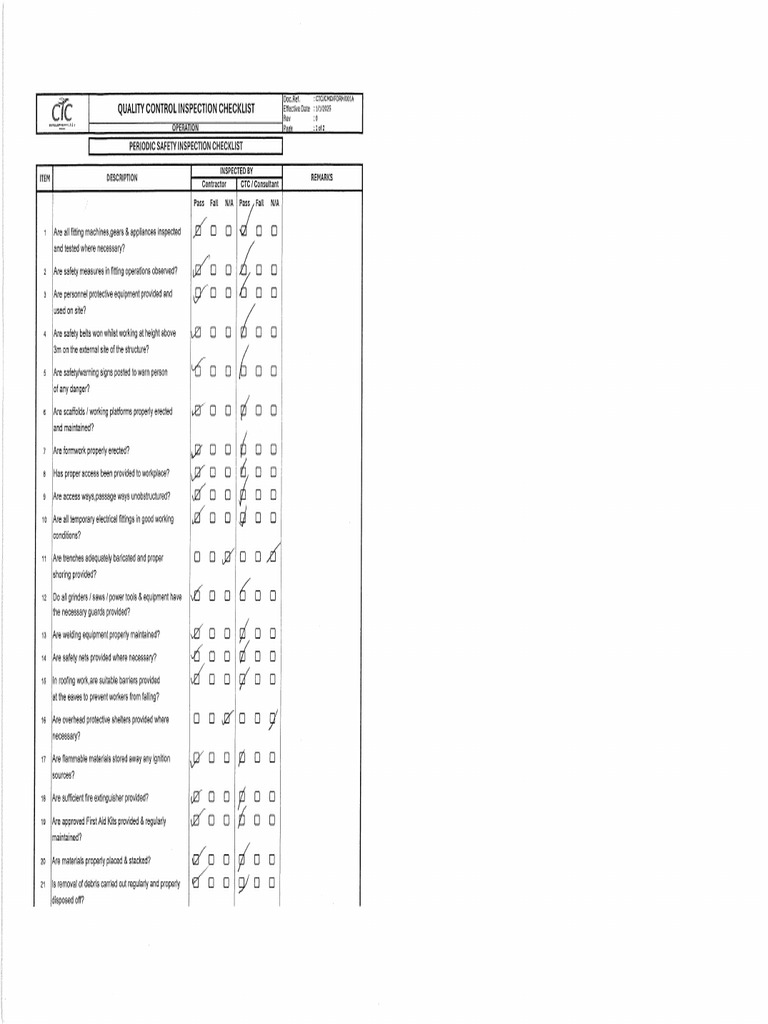 Safety Inspection Checklist | PDF