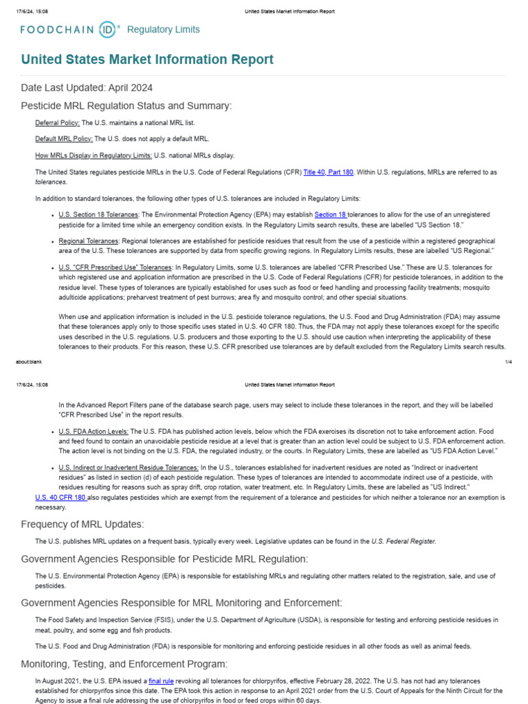 United States - Market Information Report | PDF | Pesticide