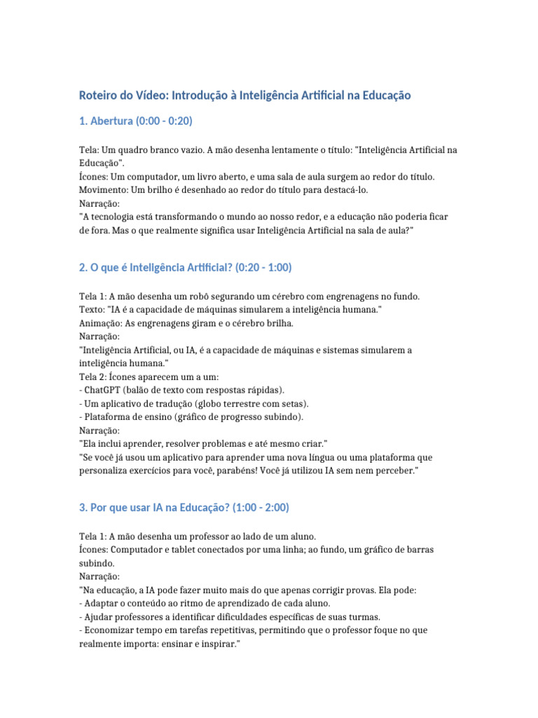 Roteiro Introducao IA Na Educacao | PDF | Inteligência artificial ...