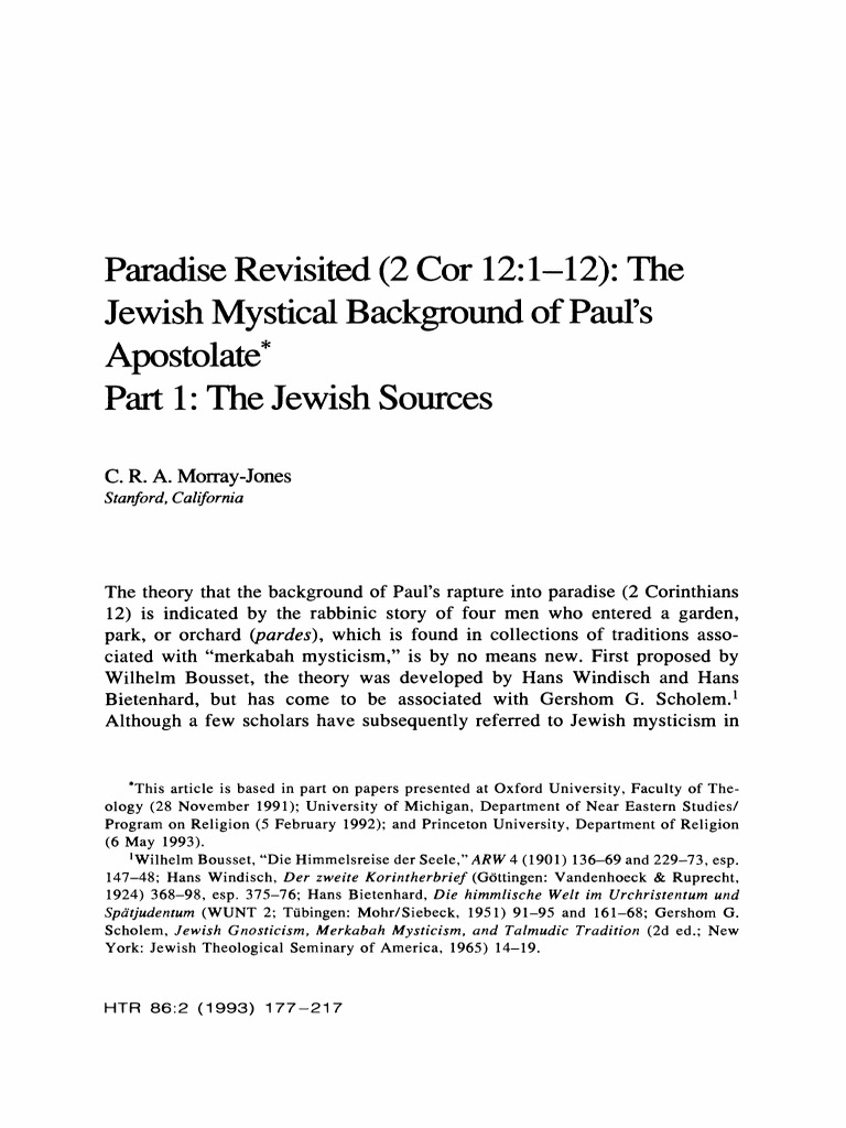 Jewish Mysticism in Paul's Apostolate | PDF | Religious Belief And Doctrine