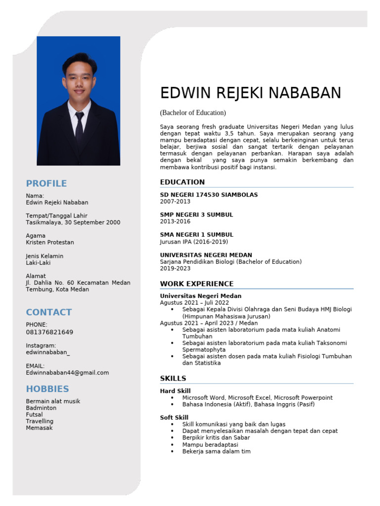 CV Edwin Rejeki Nababan | PDF