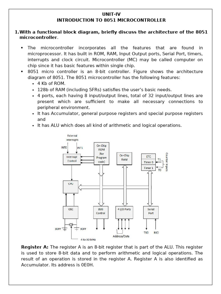 INTRODUCTION TO 8051 MICROCONTROLLER | PDF | Microcontroller | Computer ...