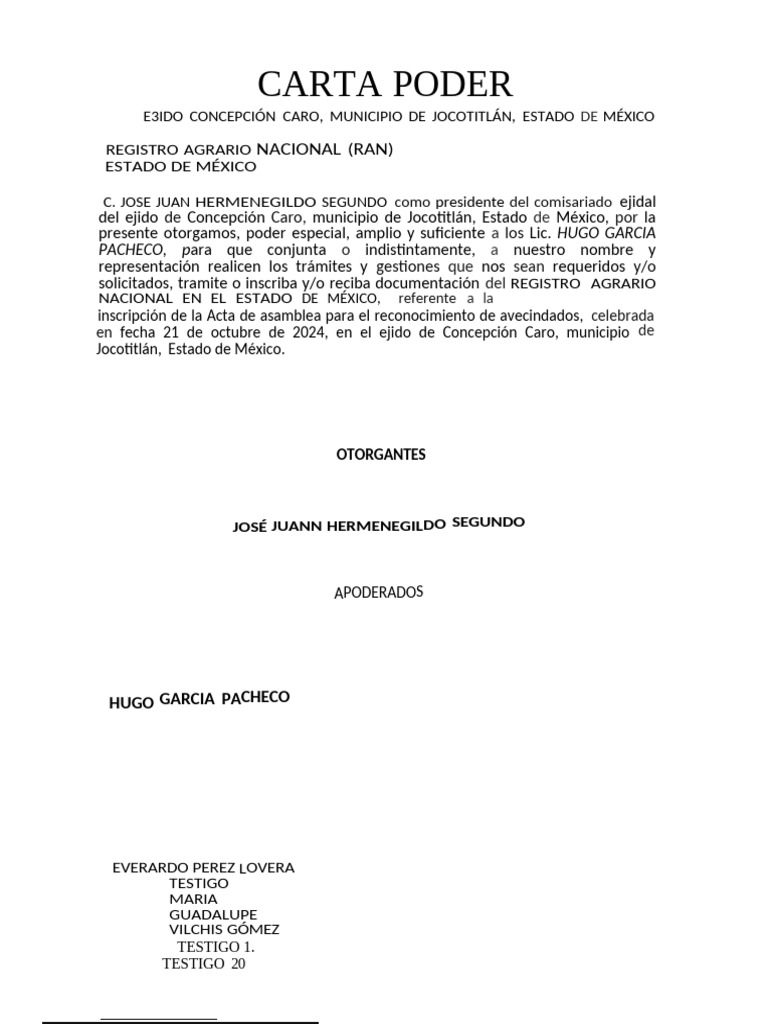 Poder Especial para Trámites Agrarios | PDF