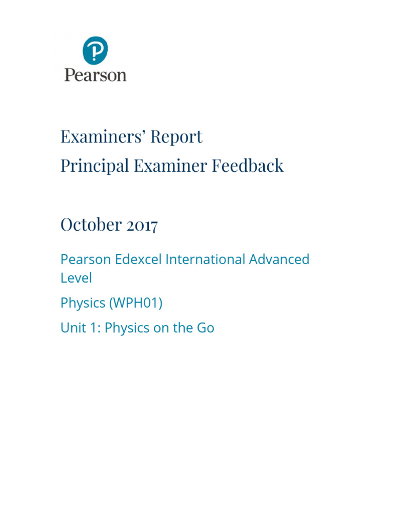 Examinerreports Unit1 (wph01) October2017 | PDF | Force | Deformation ...