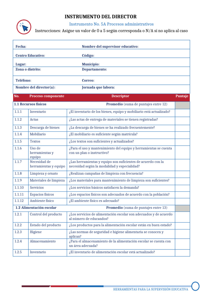Instrumento Del Director Básica | PDF | Enseñando | Plan de estudios