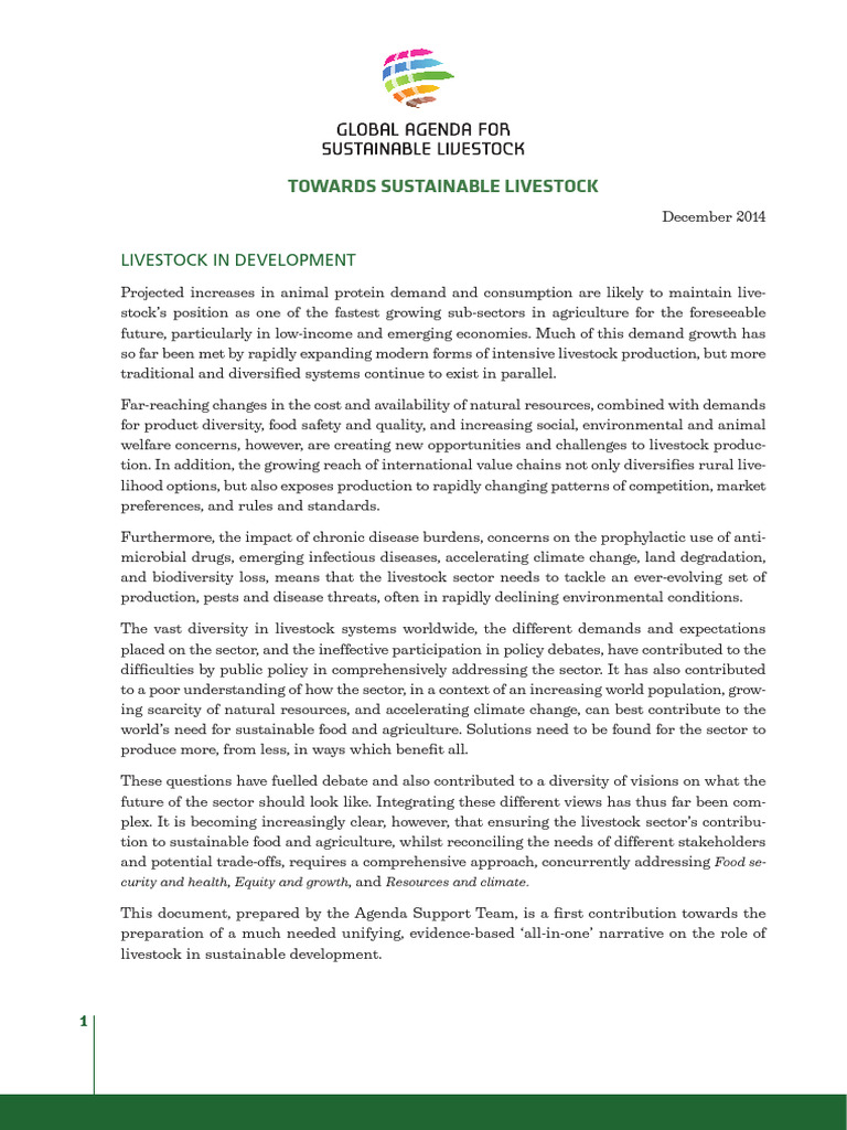 Sustainable Livestock for Food Security | PDF | Agriculture | Climate ...
