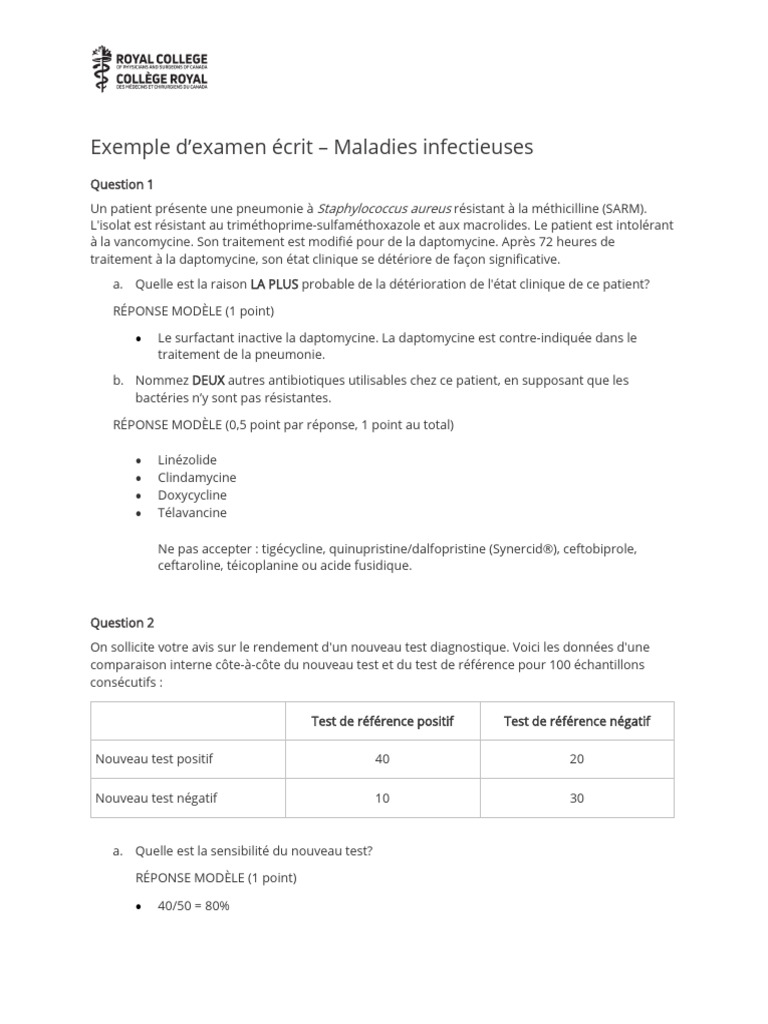 Infectious Diseases Saq Sample Exam F | PDF | Staphylococcus aureus ...