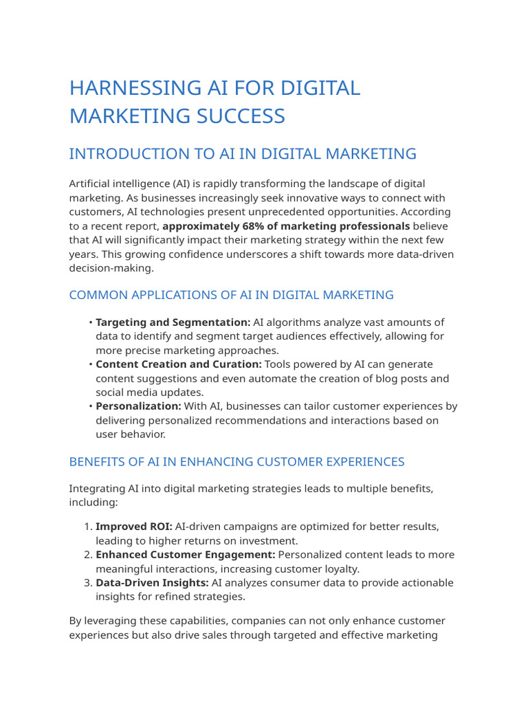Harnessing AI For Digital Marketing Success | PDF | Artificial ...