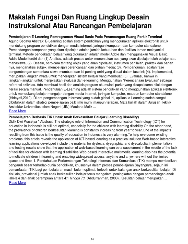Makalah Fungsi Dan Ruang Lingkup Desain Instruksional Atau Makalah Fungsi Dan Ruang Lingkup Desain Instruksional Atau